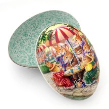 6" Holly Pond Hill Bunny Cafe Easter Egg Container ~ Germany
